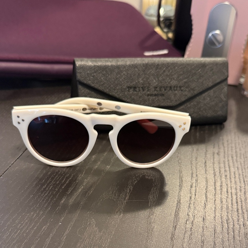 Privé Revaux the Expressionist White Sunglasses with foldable case and polarized